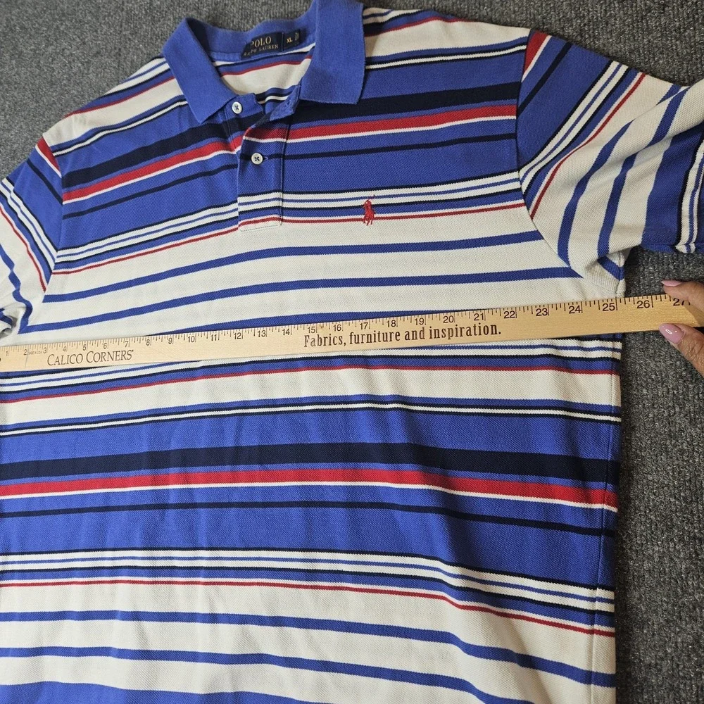 Polo Ralph Lauren Men's Striped Polo Shirt Size XL Red White Blue‎ Short Sleeve